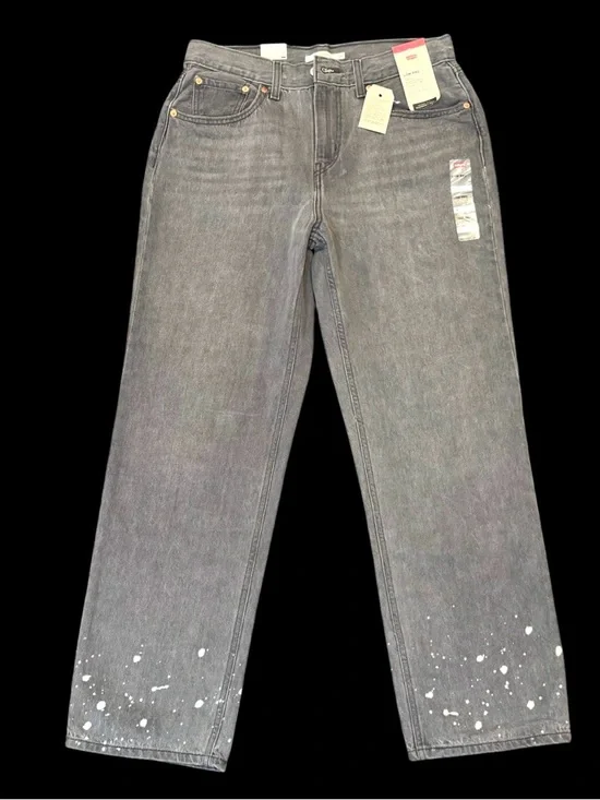 Levi’s Low Pro Straight Leg Gray Bleach Splatter Jeans Size 30 NWT-Y2K-Grunge - Picture 1 of 16